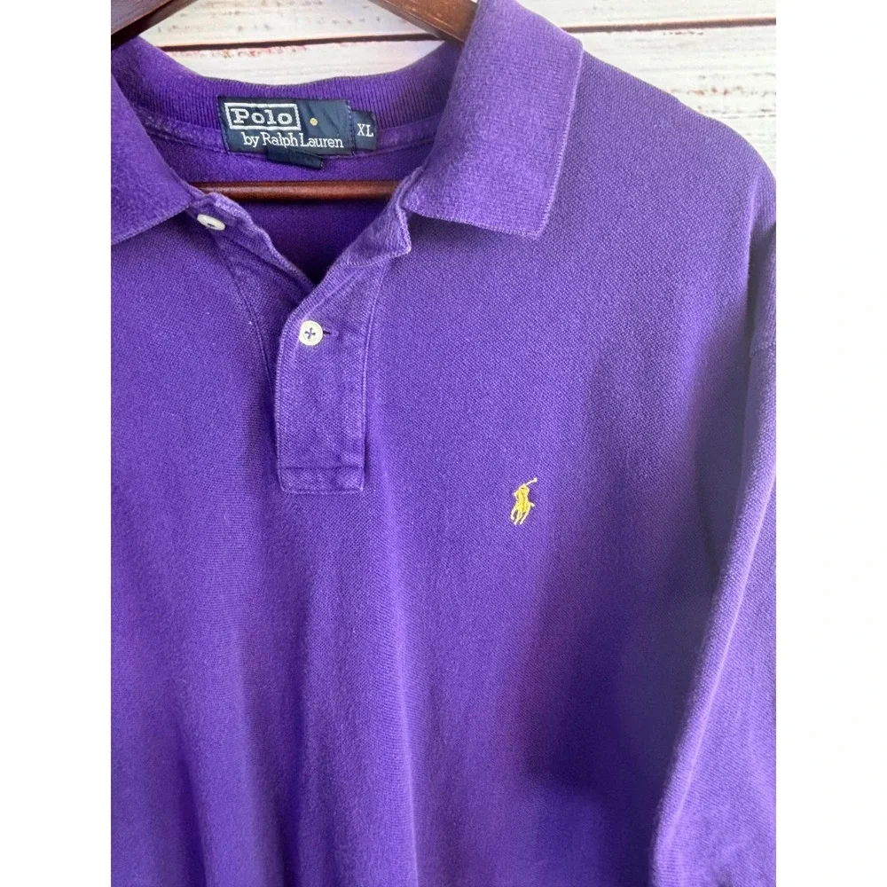 Vintage Polo Ralph Lauren Polo Shirt XL Purple 100% Cotton Preppy Ivy Pique